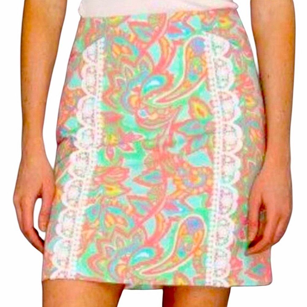 Lilly Pulitzer Corrie Make A Splash Scalloped Crochet Lace Mini Skirt - 6